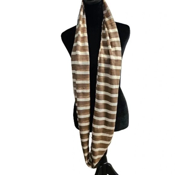 Tan/Cream Striped Infinity Scarf - Picture 3 of 7